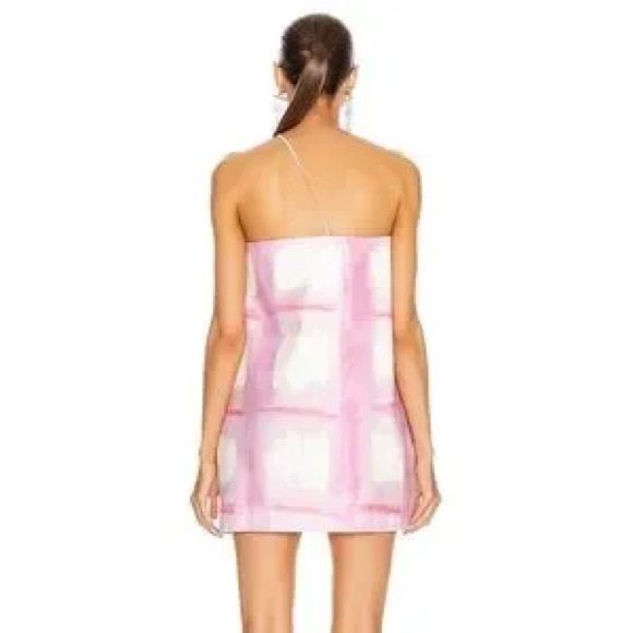 Jacquemus La Robe Soleil One Shoulder Mini Dress Pink Plaid sz 36 - Picture 6 of 15